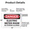 Signmission Electric Meter Room No Danger Sign, Plastic, 14in W x 10in L, 2PK OS-2PACK-DS-P-1014-L-19336 - alternate 4